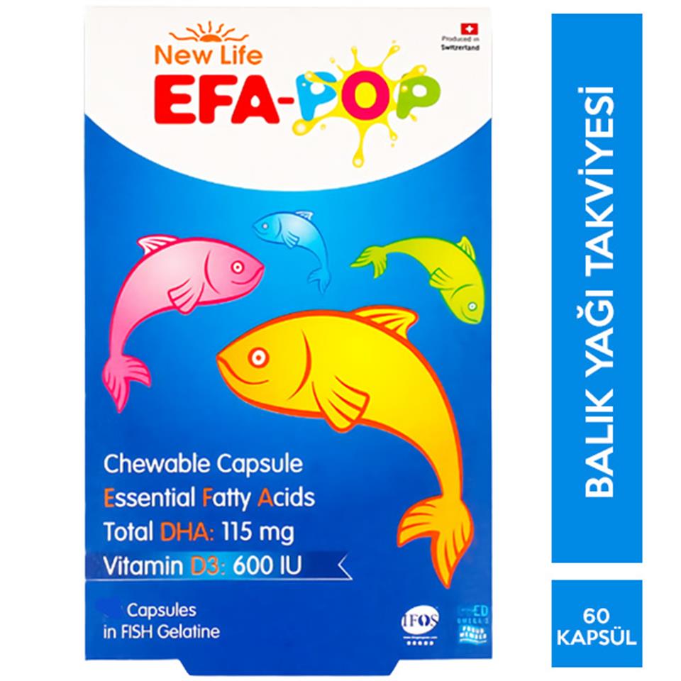 New Life Efa Pop Çiğnenebilir Balık Yağı 60 Yumuşak Kapsül