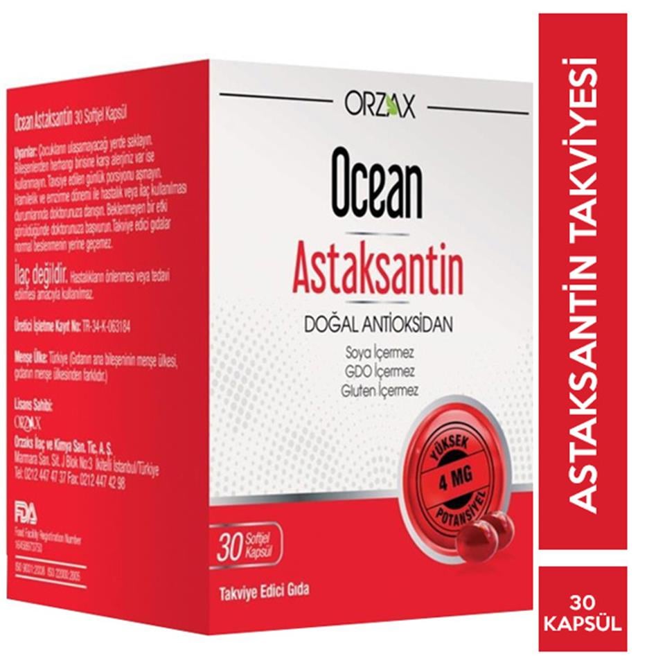 Orzax Ocean Astaksantin Natural Antioxidant 30 Kapsül
