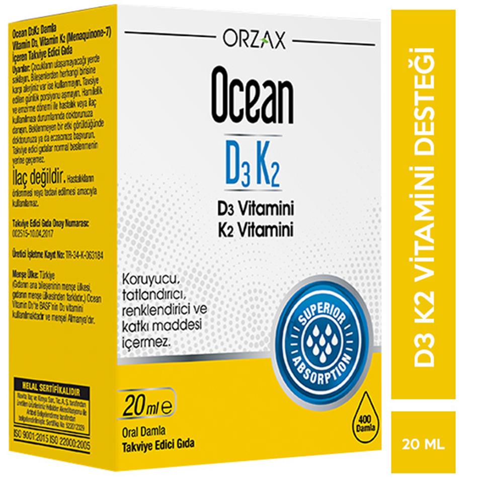 Orzax Ocean D3 K2 20 ml Damla 