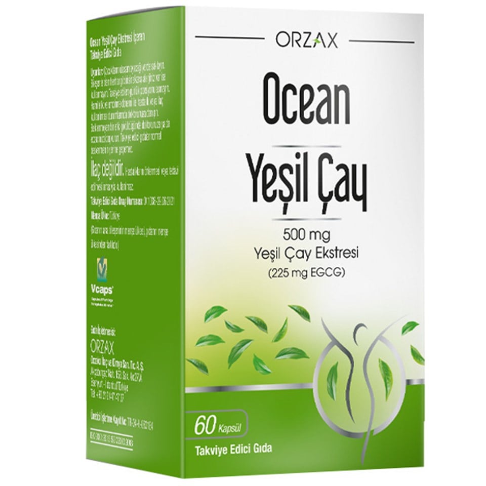 Orzax Ocean Green Tea 500 ML Yeşil Çay Ekstresi 60 Kapsül