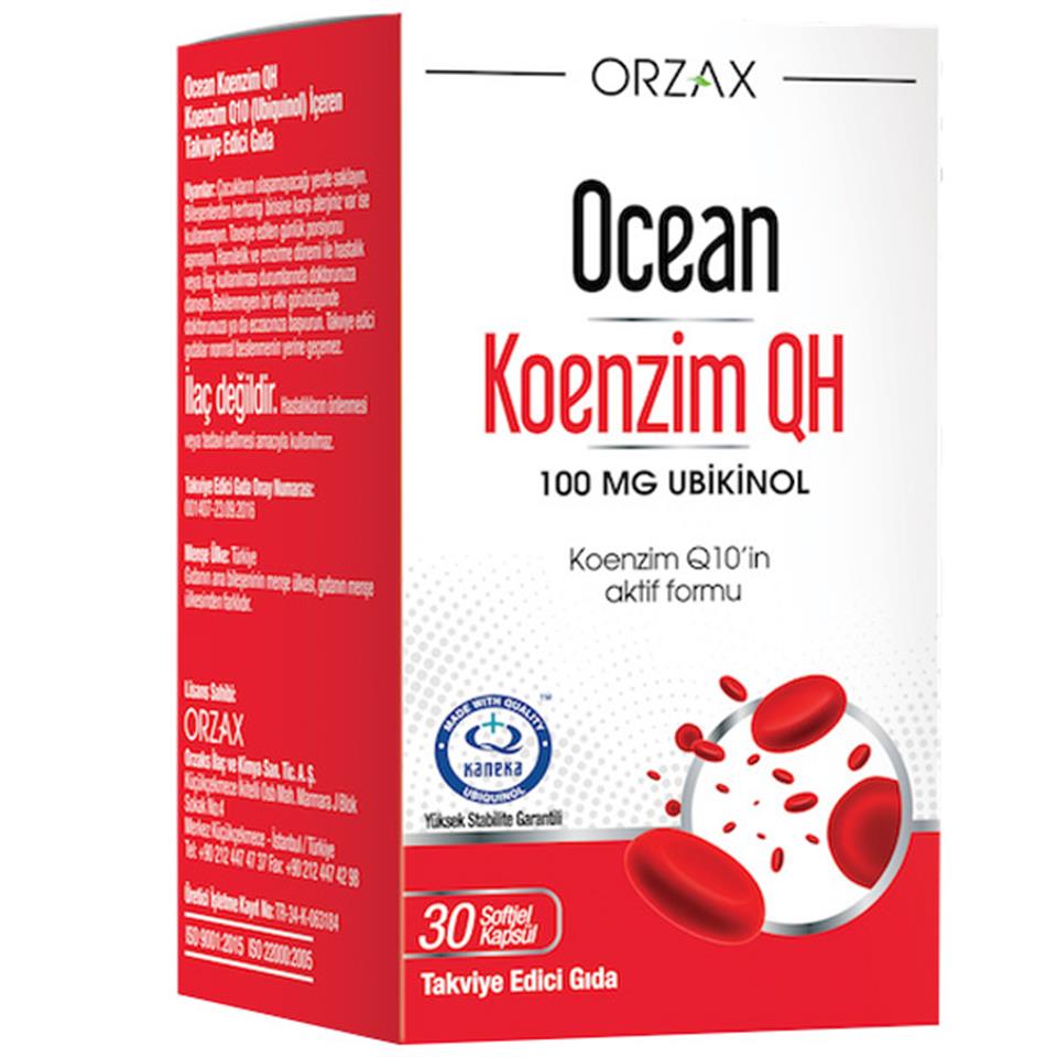 Orzax Ocean Koenzim QH 100 mg 30 Kapsül Ubiquinol Gıda Takviyesi