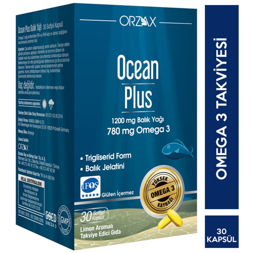 Orzax Ocean Plus Omega 3 1200 Mg 30 Soft jel Balık Yağı