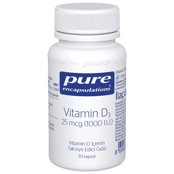 Pure Encapsulations Vitamin D3 25 mcg 1000 IU 30 Kapsül