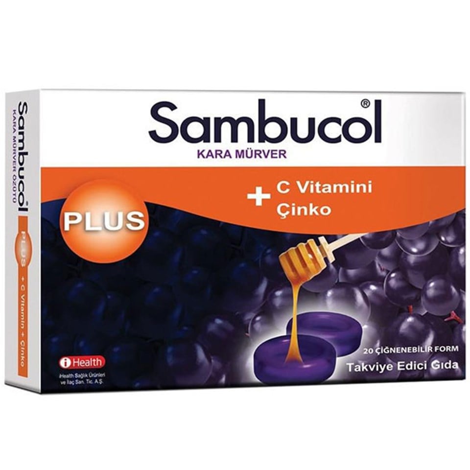 Sambucol Plus Kara Mürver Özütü + C Vitamini & Çinko 20 Pastil