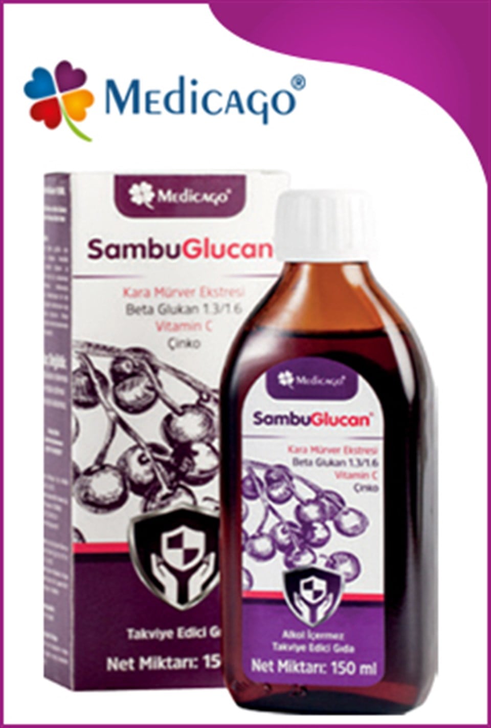 Sambucus Medicago Sambuglucan Şurup 150 Ml