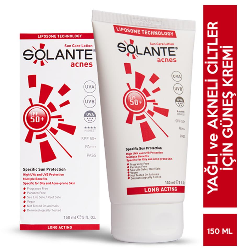 Solante Acnes Spf 50 150 ML Yağsız Güneş Kremi