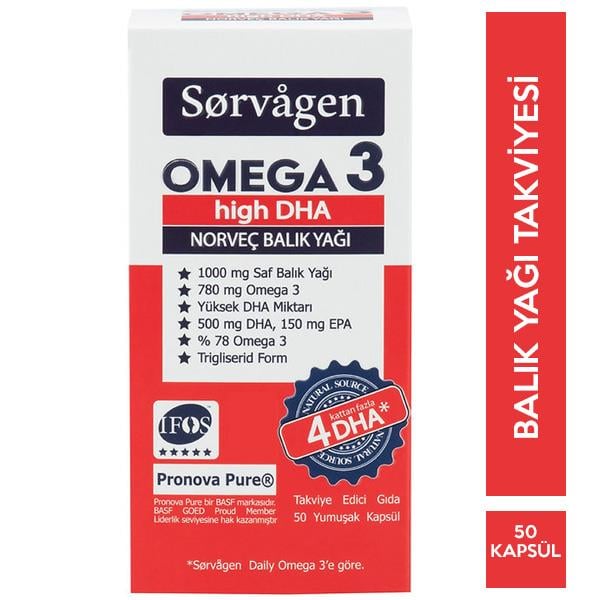 Sorvagen Omega 3 High DHA Norveç Balık Yağı 50 Kapsül