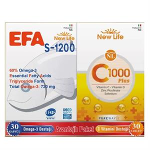 New Life Efa S 1200 mg 30 Kapsül + New Life C 1000 Plus 30 Tablet Avantajlı Paket