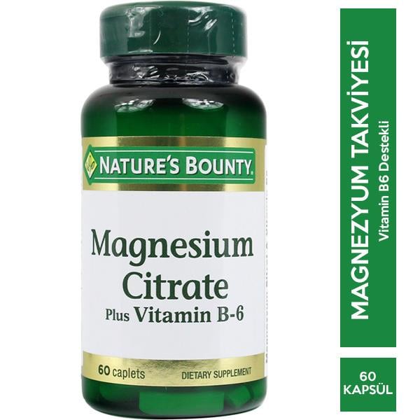 Nature's Bounty Magnesium Citrate Plus Vitamin B6 60 Kapsül