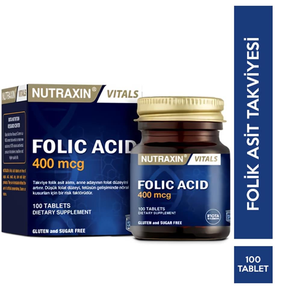 Nutraxin Folic Acid 400 Mcg 100 Tablet Gıda Takviyesi
