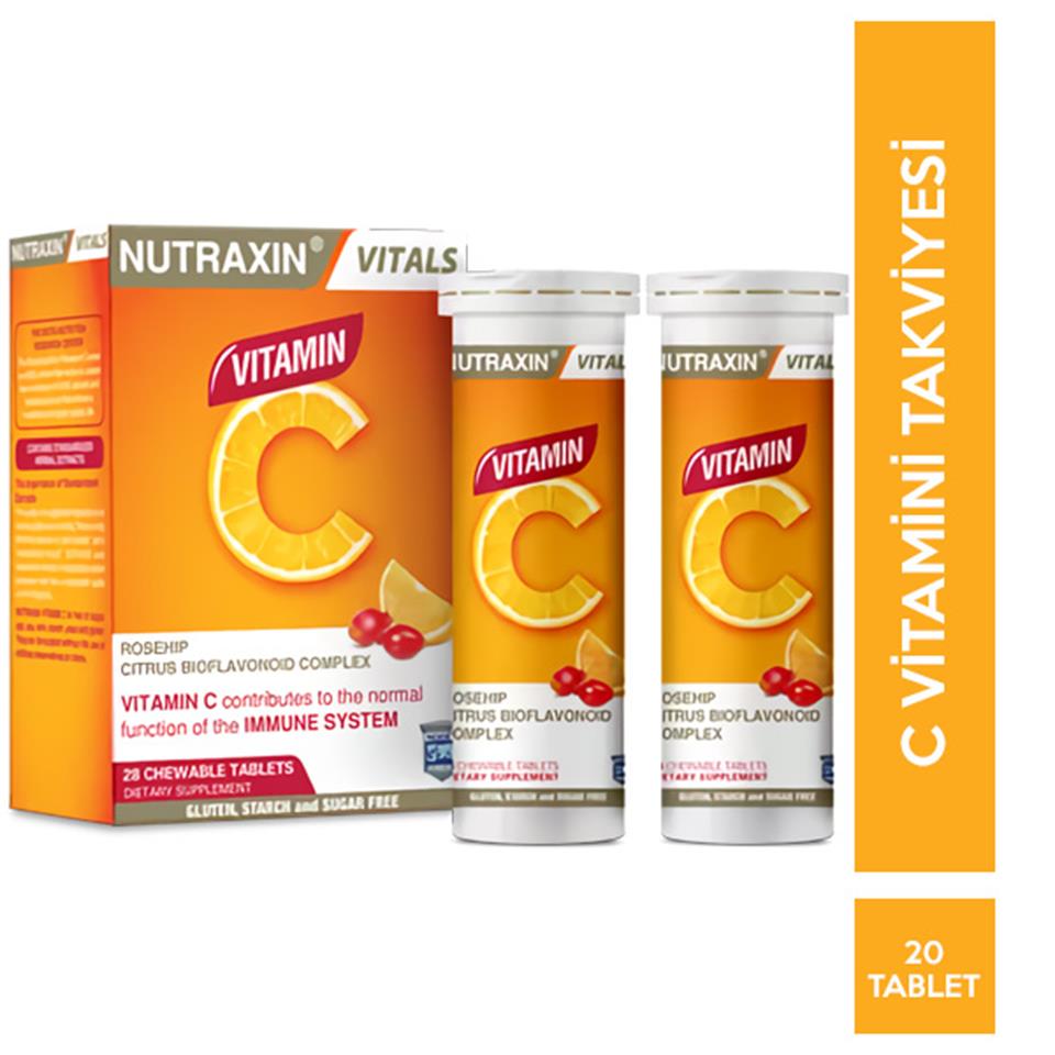 Nutraxin Vitals Vitamin-C 28 Çiğneme Tableti