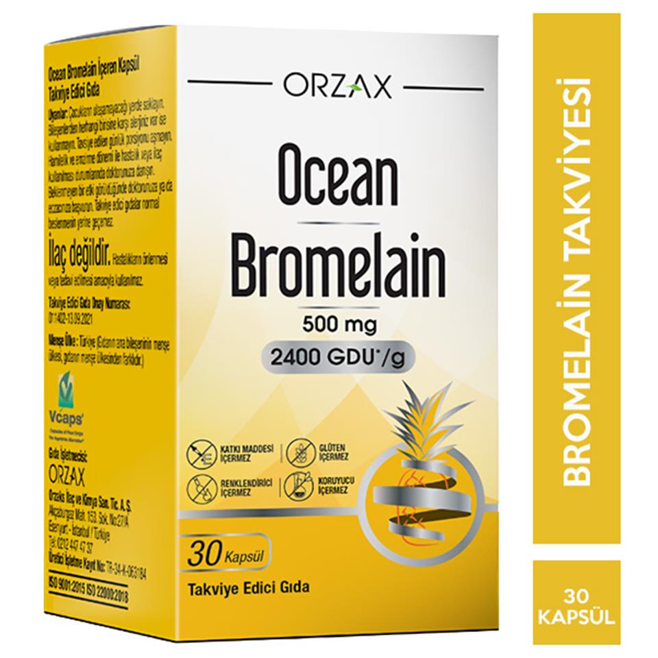 Orzax Ocean Bromelain 30 Kapsül