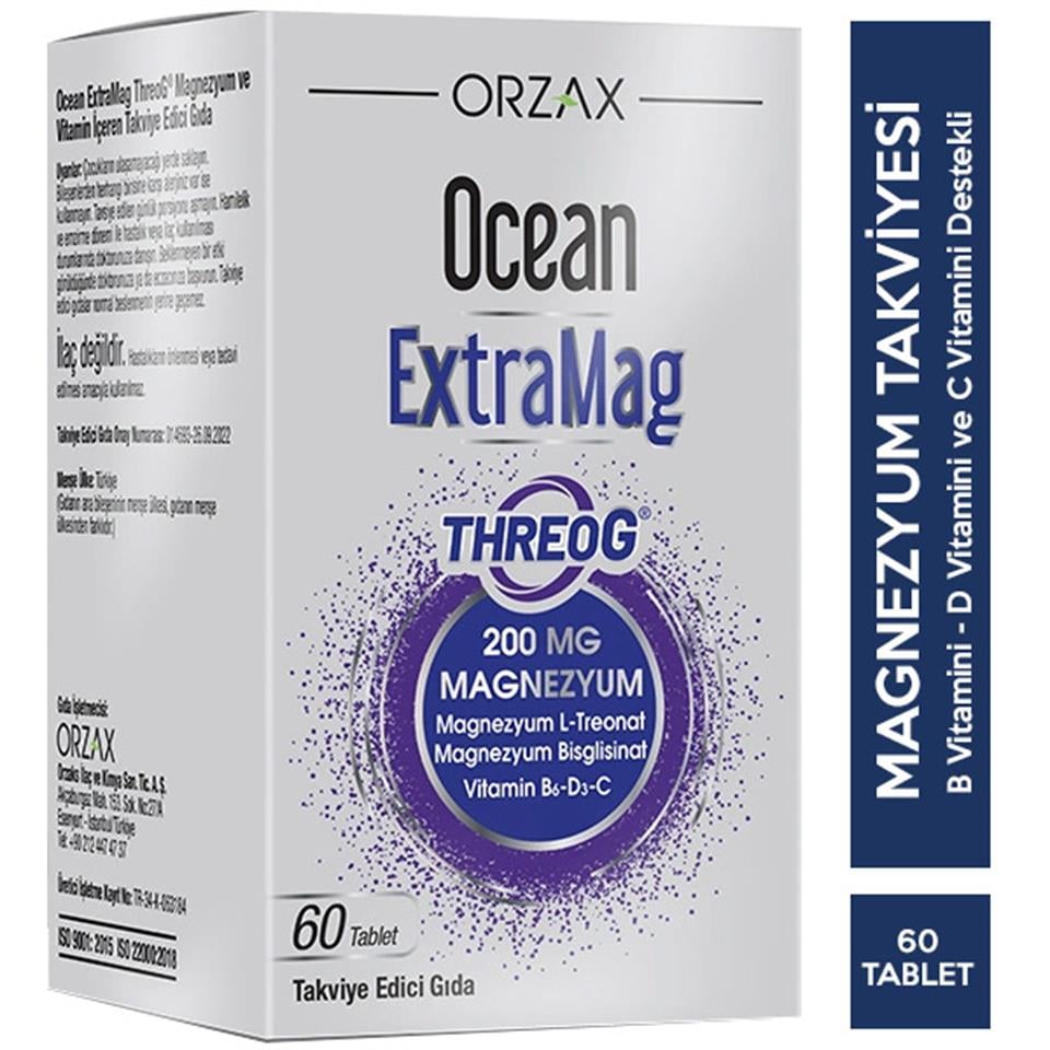 Orzax Ocean Extramag Threog 200 Mg 60 Tablet Magnezyum Takviyesi