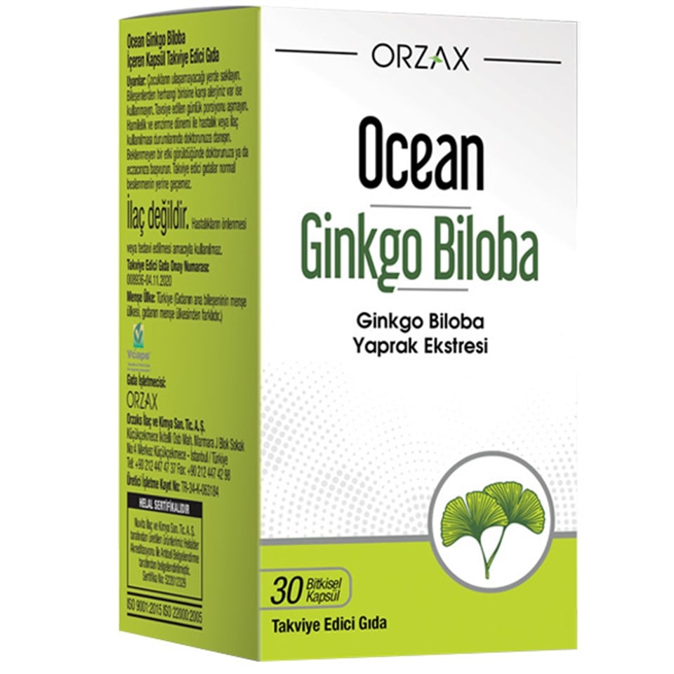 Orzax Ocean Ginkgo Biloba 30 Kapsül Takviye Edici Gıda