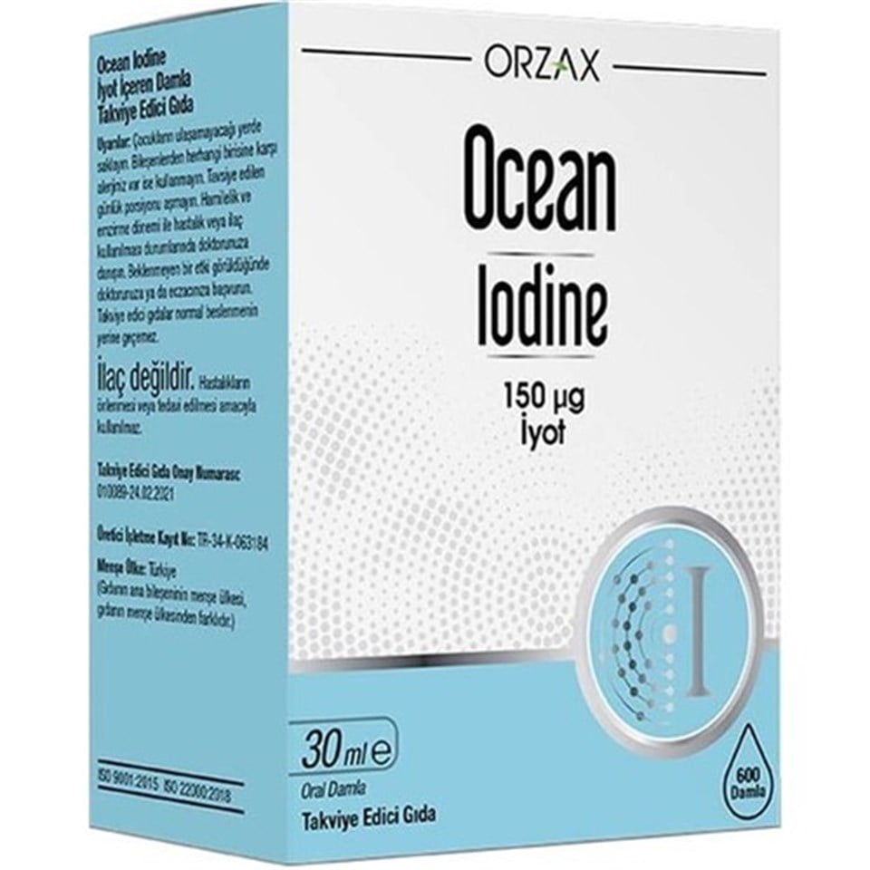 Orzax Ocean Iodine 150 μg İyot Takviye Edici Gıda 30 ml