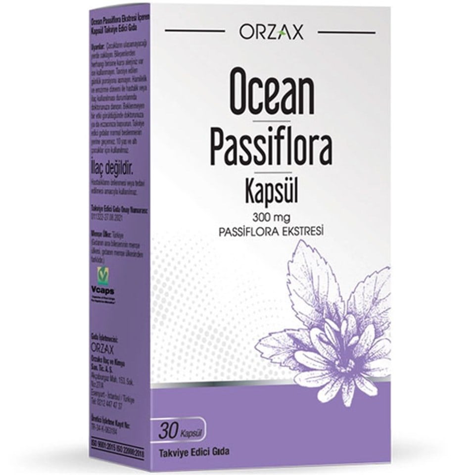 Orzax Ocean Passiflora 300 mg 30 Kapsül