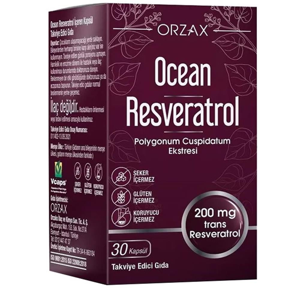 Orzax Ocean Resveratrol 200 mg 30 Kapsül