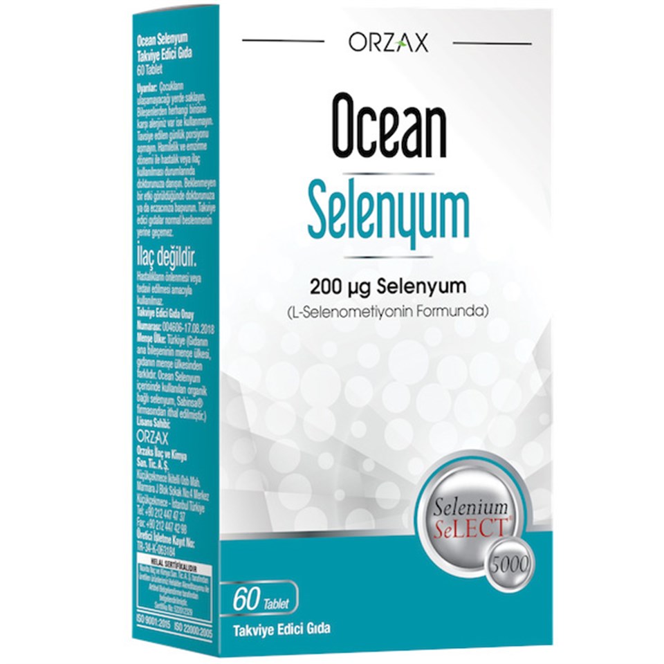 Orzax Ocean Selenyum 200 Mcg 60 Tablet Selenyum Takviyesi