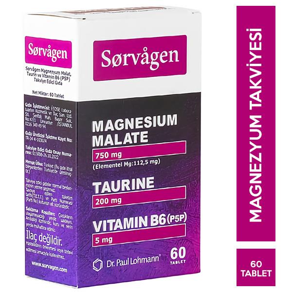Sorvagen Magnezyum Malat Taurin ve Vitamin B6 60 Tablet