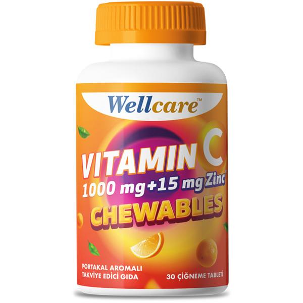 Wellcare Vitamin C ve Çinko 30 Çiğneme Tableti