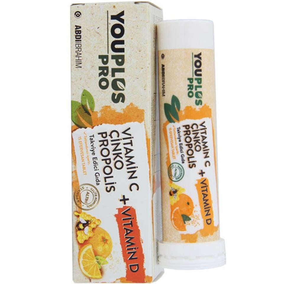Youplus Pro C Vitamin D Vitamin Çinko Propolis Efervesan 15 Tablet