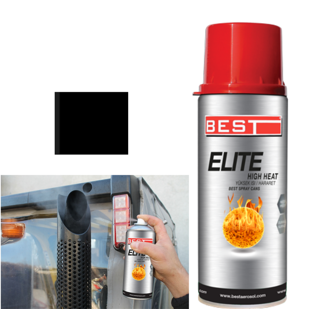 Best 600C Isıya Dayanıklı Siyah Sprey Boya 400Ml Kod:26103