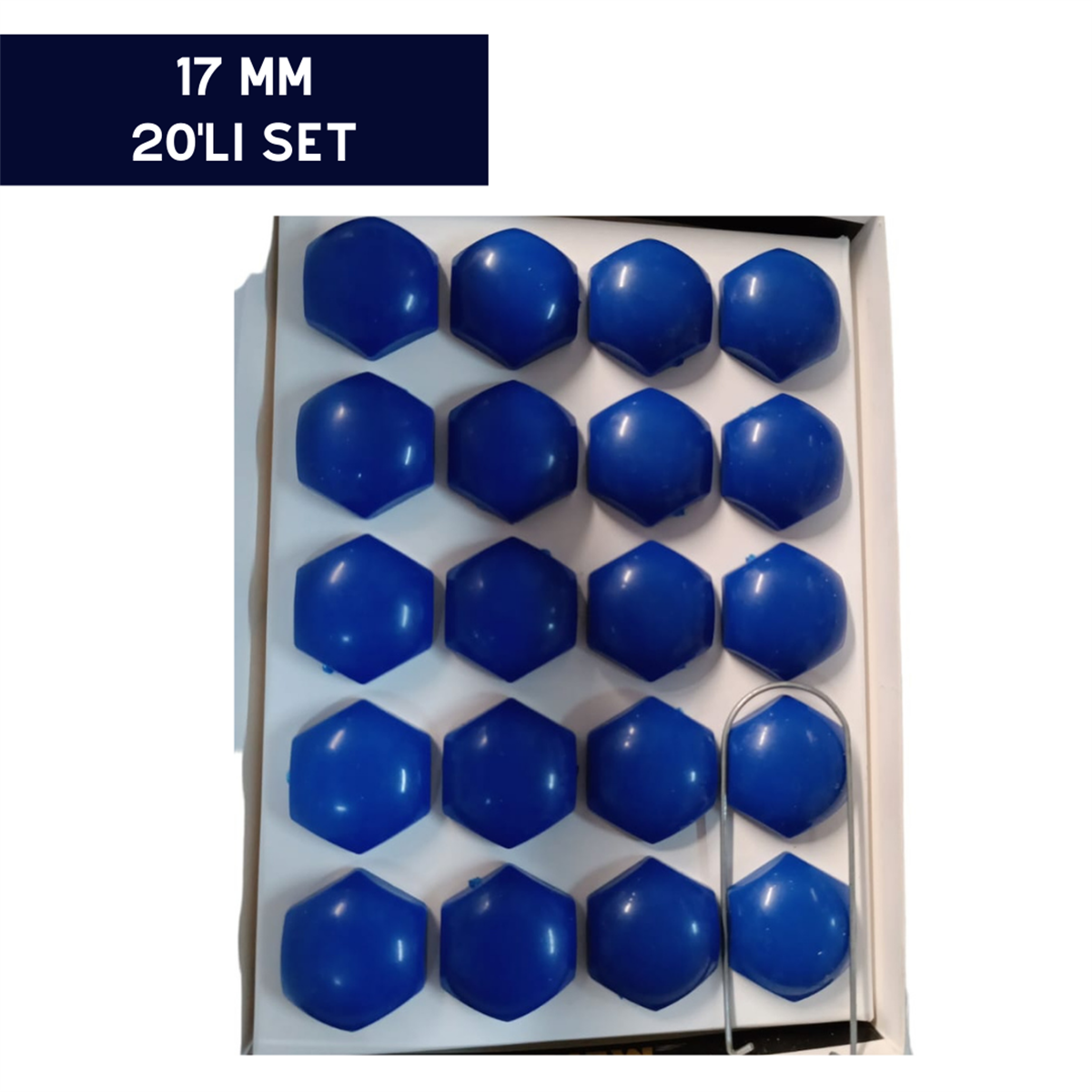 BİJON KAPAĞI RENKLİ MAVİ 17MM 20'Lİ SET KOD:N142