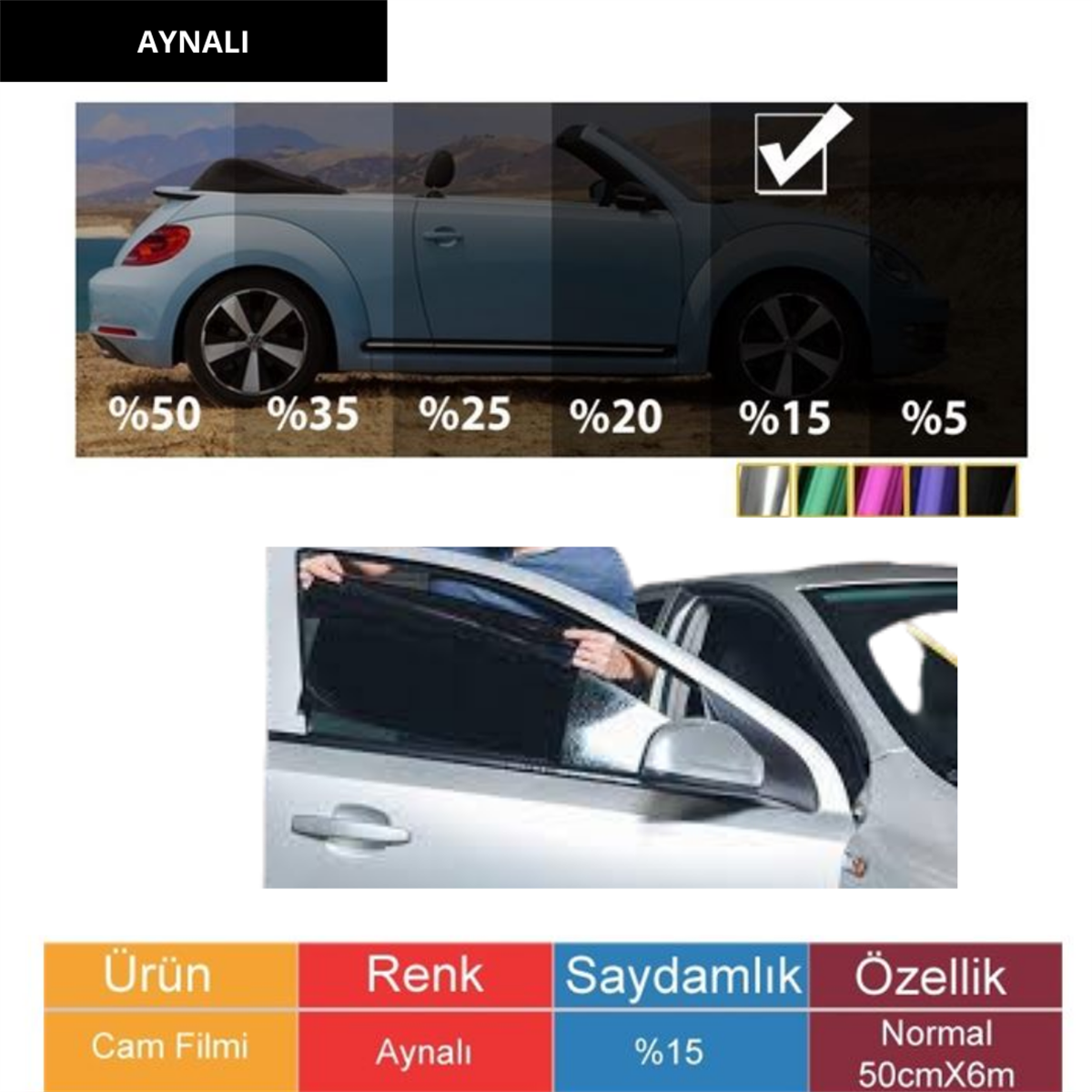 CAM FİLMİ 50CMX6M AYNALI SİYAH KOD:1202401