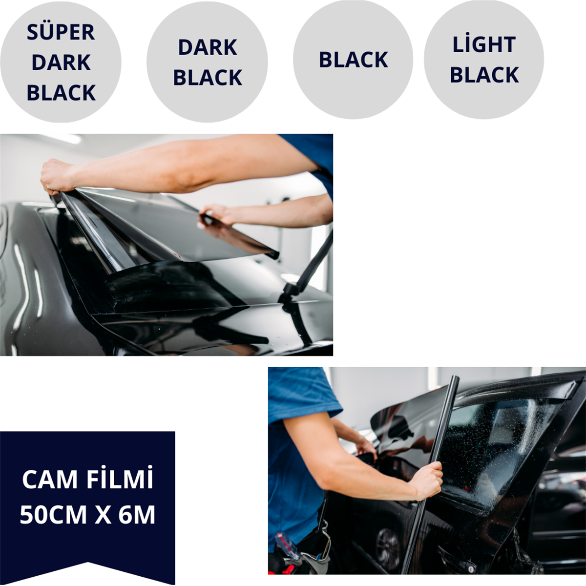 CAM FİLMİ KUTU BİR ARABALIK 50CMX6M SUPER DARK BLACK KOD:CS-RK105