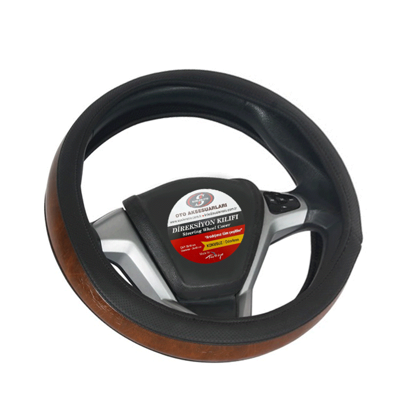 DİREKSİYON KILIFI SİYAH KAHVE 38-40 CM TAKSİ TİP KOD:007
