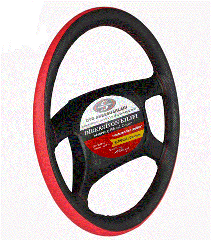 DİREKSİYON KILIFI SİYAH KIRMIZI 38-40 CM TAKSİ TİP KOD:007
