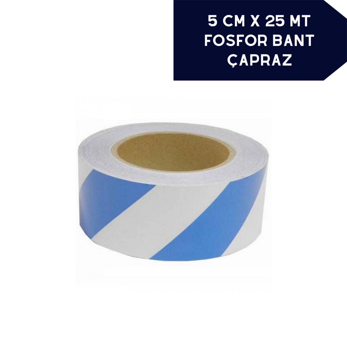 Fosfor Bant Çapraz 5cmx25m Beyaz Mavi Kod:2406002