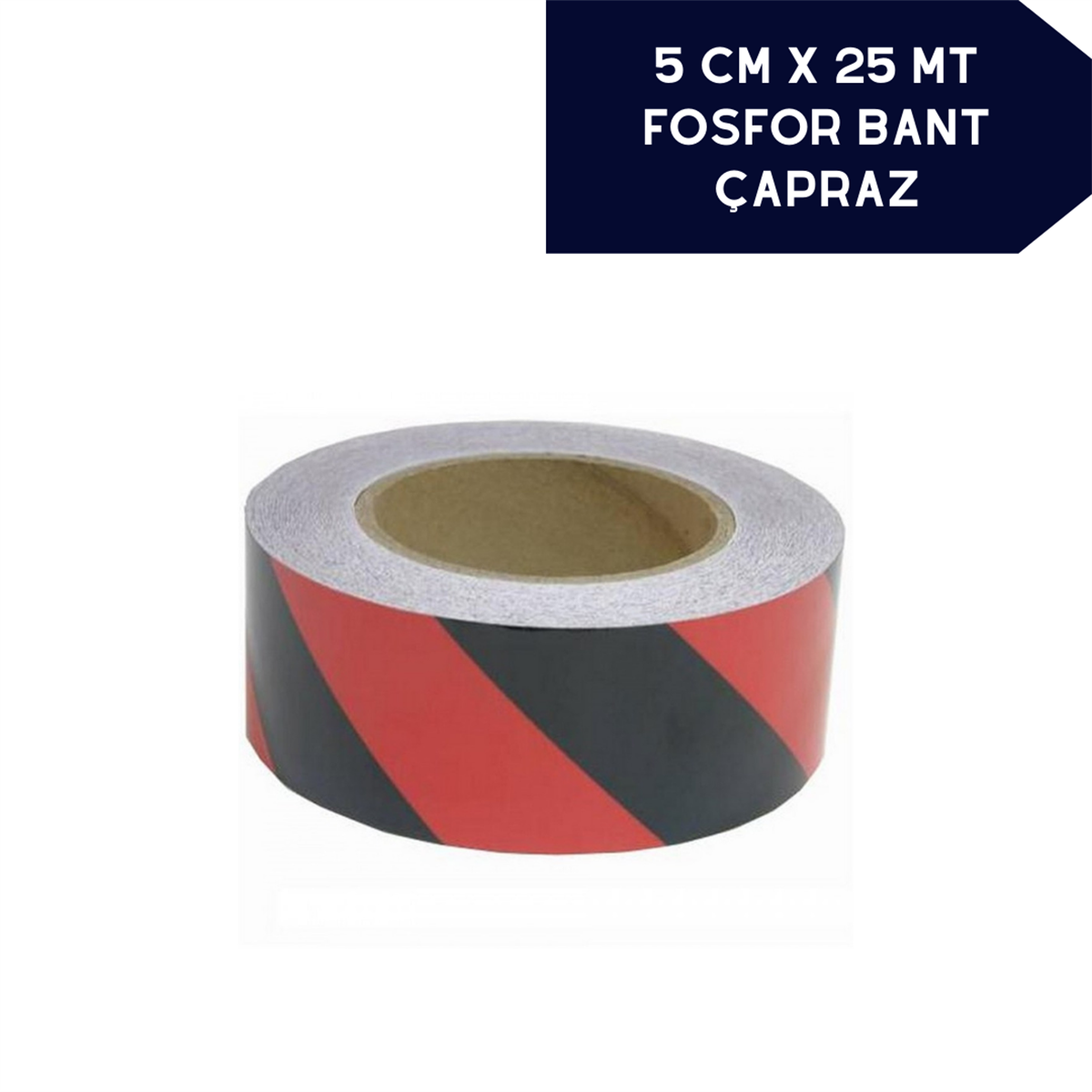 Fosfor Bant Çapraz 5cmx25m Siyah Kırmızı Kod:2406008