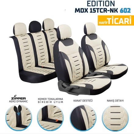 HAFİF TİCARİ ARAÇ EDİTİON NAKIŞ KETEN OTO KILIFI- BEJ KOD:MDX15TCR-602