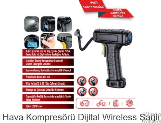HAVA KOMPRESÖRÜ DİJİTAL WİRELESS ŞARJLI KOD:2491331