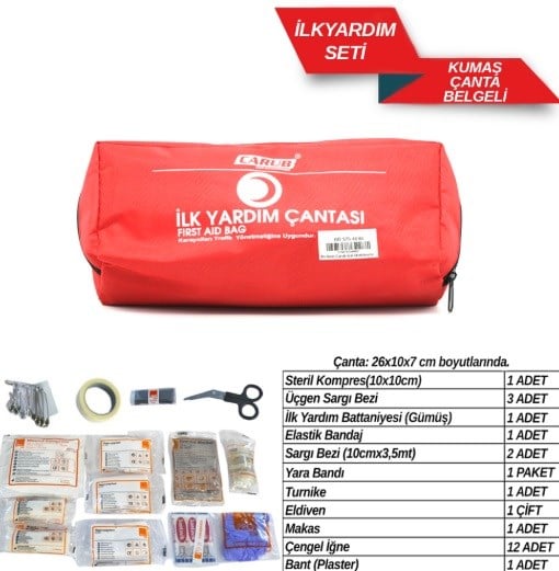 İLK YARDIM ECZA ÇANTASI (TRAFİK YÖNETMELİĞİNE UYGUNDUR) CARUB KOD:ES3