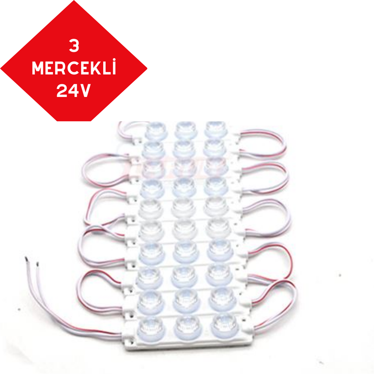 LAMBA 24V CAMLI PARMAK BEYAZ MERCEK 3LÜ 10 ADET KOD:0409931