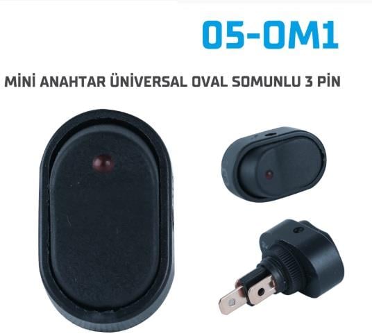 MİNİ ANAHTAR ÜNİVERSAL OVAL SOMUNLU 3 PİN 10 LU 05-OM1