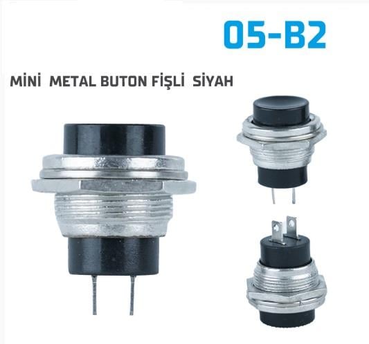 MİNİ METAL BUTON FİŞLİ SİYAH 05-B2