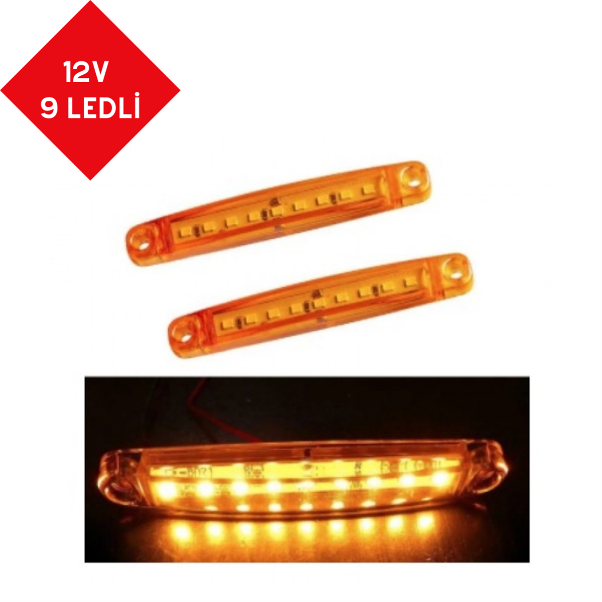 PARMAK LED 12V 9 LEDLİ SARI KOD:TH-911