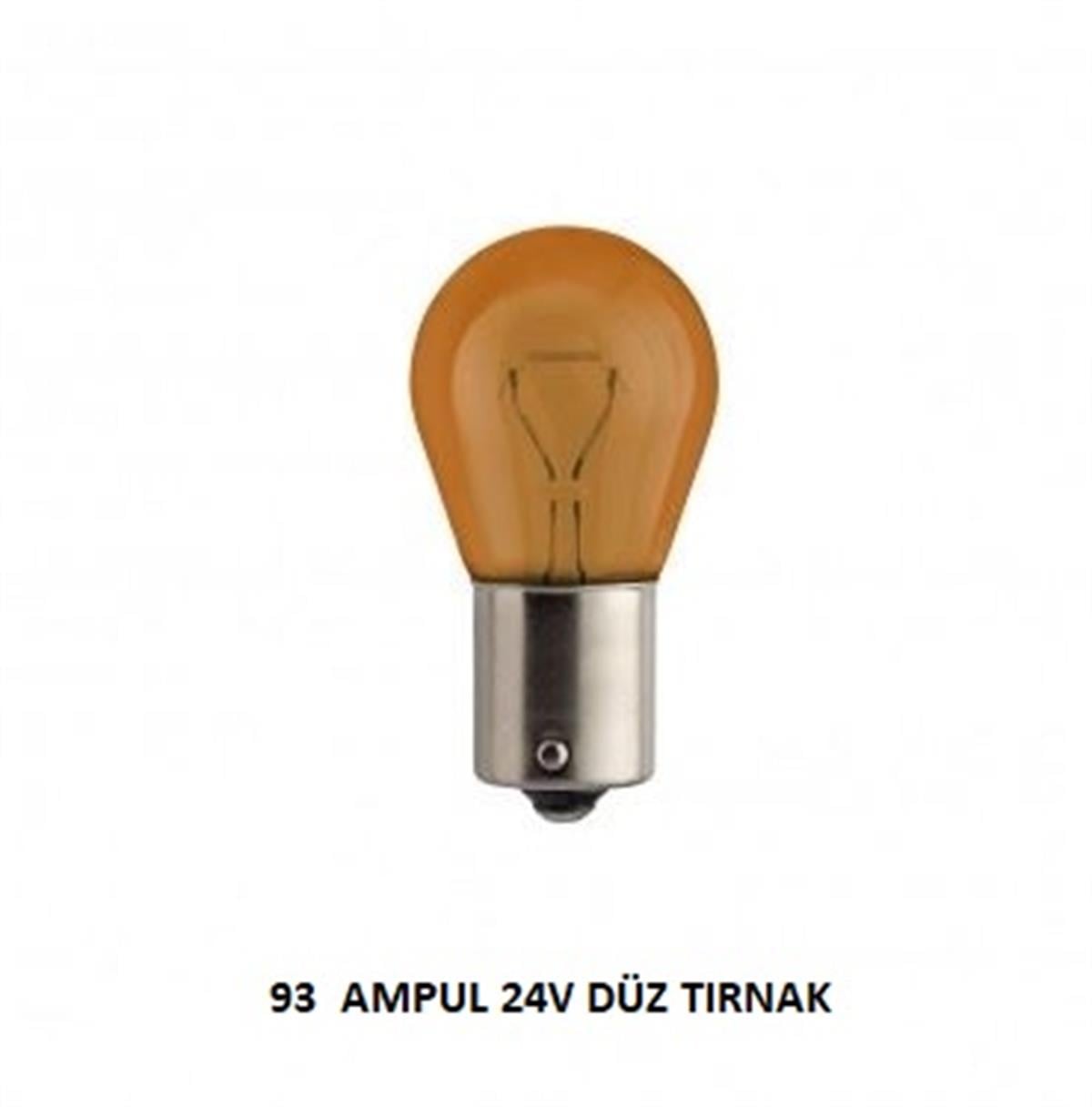 AMPUL  93 24V DÜZ TIRNAK AMBER 21W KOD:3711