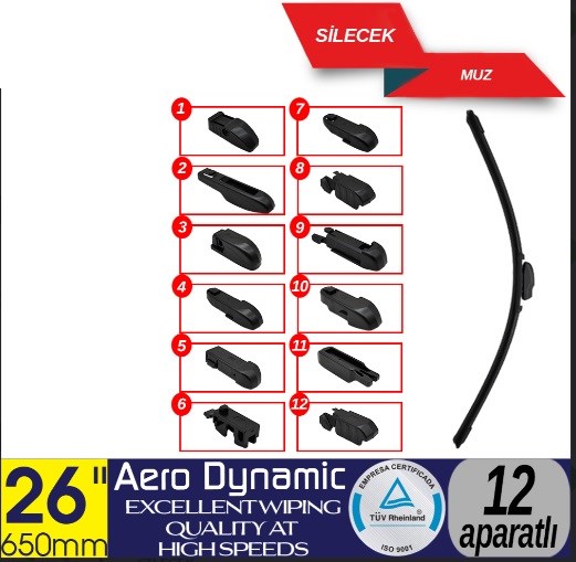 APARATLI ÖN MUZ SİLECEK 26 İNÇ/650 MM KOD:1353361