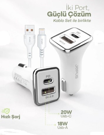 ARAÇ ŞARJI IPONE SET 38W JOPUS 57318 KOD:908665