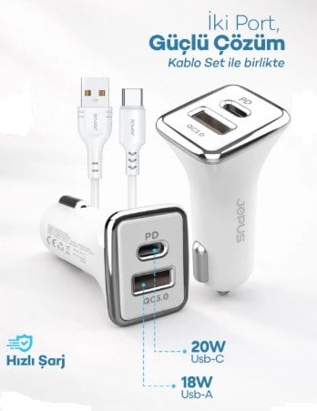 ARAÇ ŞARJI TYPE-C SET 38W JOPUS 57317 KOD:908658
