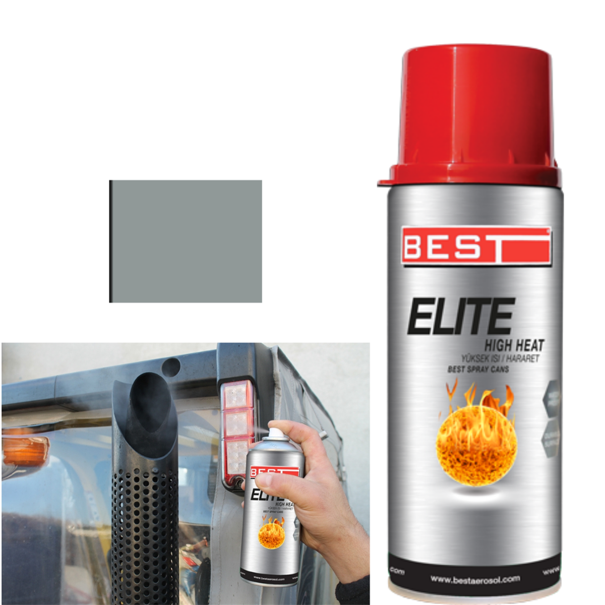 Best 600C Isıya Dayanıklı Gümüş Sprey Boya 400Ml Kod:26103