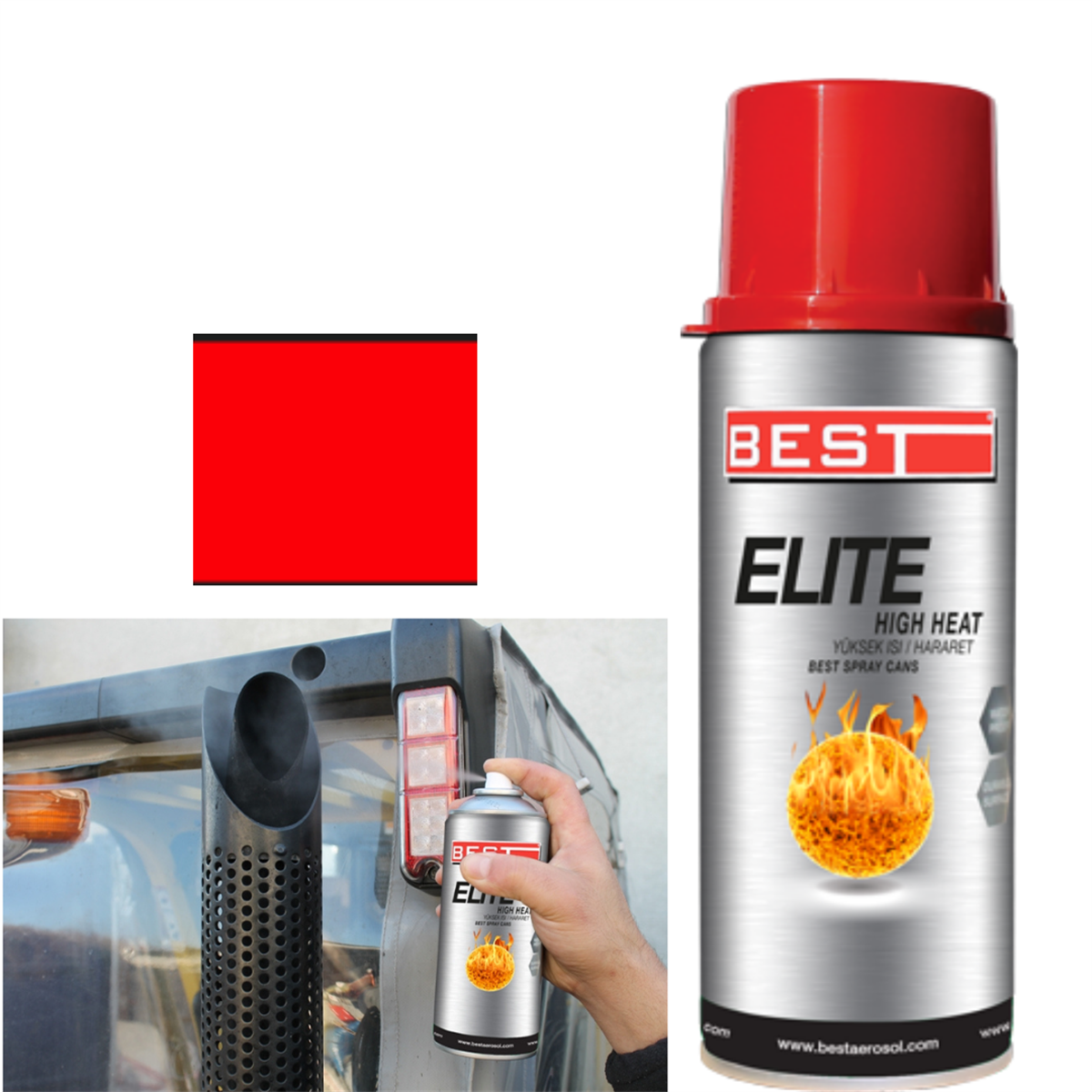 Best 600C Isıya Dayanıklı Kırmızı Sprey Boya 400Ml Kod:26103