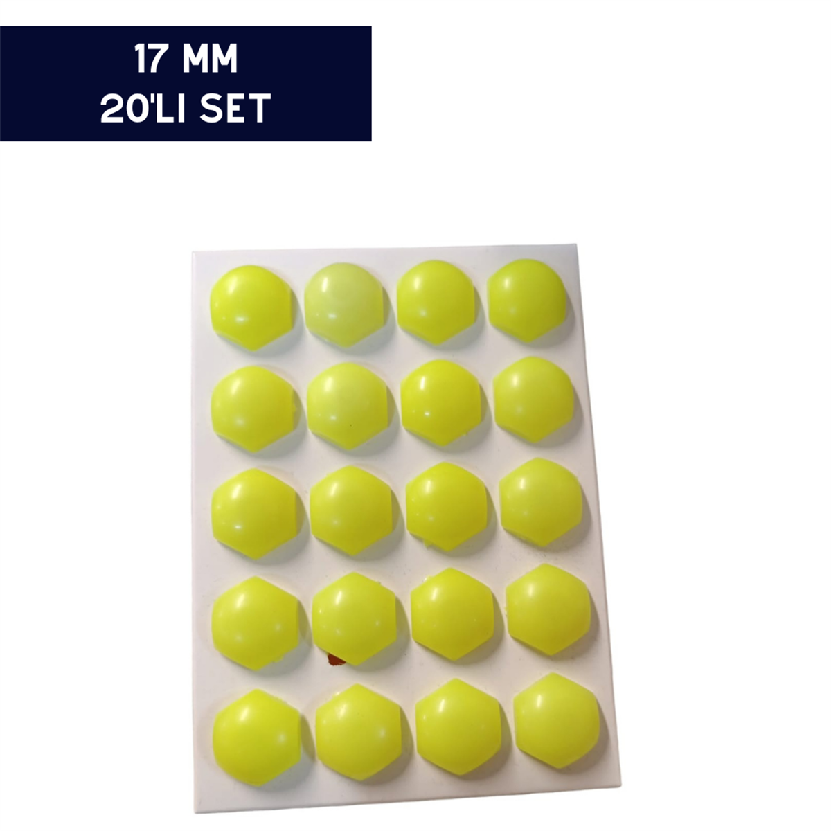 BİJON KAPAĞI RENKLİ FOSFORLU SARI 17MM 20'Lİ SET KOD:N142