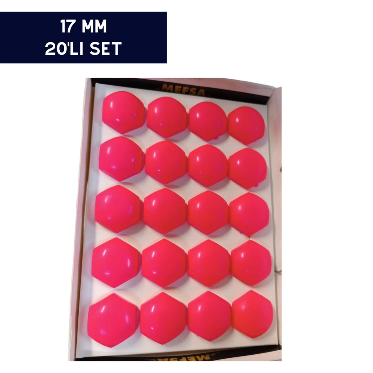 BİJON KAPAĞI RENKLİ PEMBE 17MM 20'Lİ SET KOD:N142