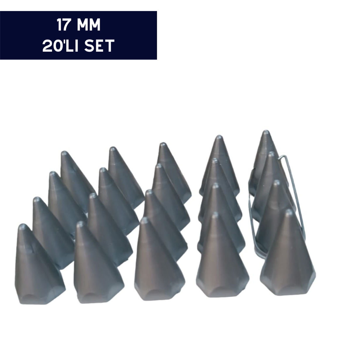 BİJON KAPAĞI RENKLİ SİVRİ GRİ 17MM 20'Lİ SET KOD:007027