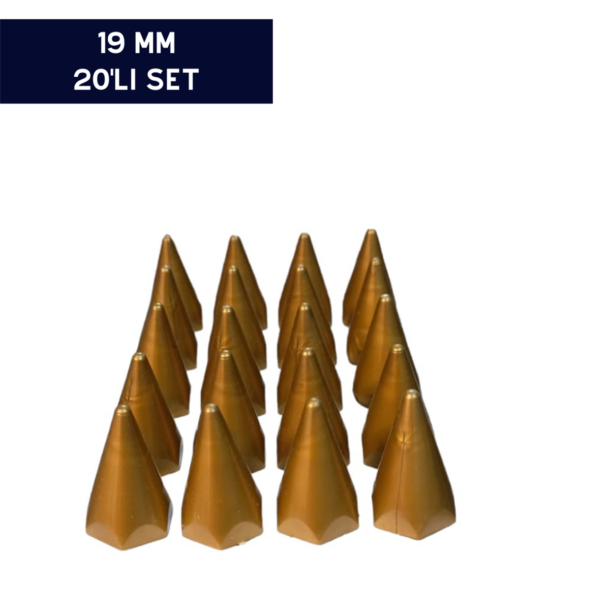 BİJON KAPAĞI RENKLİ SİVRİ KAHVE 19MM 20'Lİ SET KOD:007038